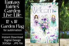 Fairy Garden Flag, Sublimation Fantasy Garden Flag Design 11 Product Image 1