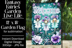 Fairy Garden Flag, Sublimation Fantasy Garden Flag Design 12 Product Image 1