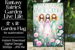 Fairy Garden Flag, Sublimation Fantasy Garden Flag Design 14 Product Image 1