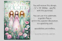 Fairy Garden Flag, Sublimation Fantasy Garden Flag Design 14 Product Image 2