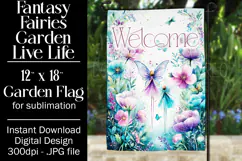 Fairy Garden Flag, Sublimation Fantasy Garden Flag Design 2b Product Image 1