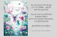 Fairy Garden Flag, Sublimation Fantasy Garden Flag Design 2b Product Image 2