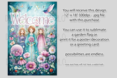 Fairy Garden Flag, Sublimation Fantasy Garden Flag Design 3b Product Image 2