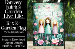 Fairy Garden Flag, Sublimation Fantasy Garden Flag Design 4b Product Image 1