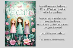 Fairy Garden Flag, Sublimation Fantasy Garden Flag Design 4b Product Image 2