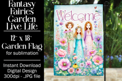 Fairy Garden Flag, Sublimation Fantasy Garden Flag Design 5b Product Image 1