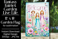Fairy Garden Flag, Sublimation Fantasy Garden Flag Design 5b Product Image 1