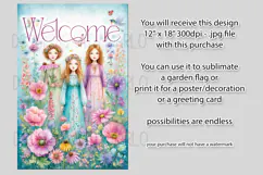 Fairy Garden Flag, Sublimation Fantasy Garden Flag Design 5b Product Image 2