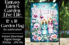Fairy Garden Flag, Sublimation Fantasy Garden Flag Design 6b Product Image 1