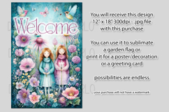 Fairy Garden Flag, Sublimation Fantasy Garden Flag Design 6b Product Image 2