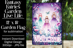 Fairy Garden Flag, Sublimation Fantasy Garden Flag Design 7b Product Image 1