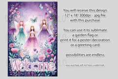 Fairy Garden Flag, Sublimation Fantasy Garden Flag Design 7b Product Image 2
