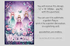 Fairy Garden Flag, Sublimation Fantasy Garden Flag Design 7b Product Image 2