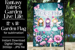 Fairy Garden Flag, Sublimation Fantasy Garden Flag Design 8b Product Image 1