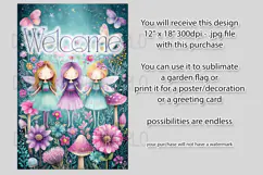 Fairy Garden Flag, Sublimation Fantasy Garden Flag Design 8b Product Image 2