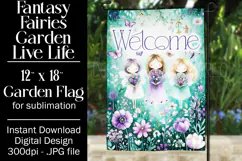 Fairy Garden Flag, Sublimation Fantasy Garden Flag Design 9b Product Image 1