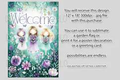 Fairy Garden Flag, Sublimation Fantasy Garden Flag Design 9b Product Image 2
