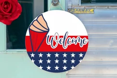 Welcome SVG, 4th Of July Round Sign SVG Design Product Image 3