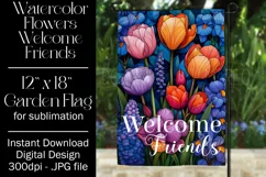 Floral Garden Flag, Flowers Welcome Friends Garden Flag 2 Product Image 1