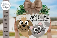 Welcome Friends SVG | Cat and Dog Door Hanger Design Product Image 1