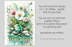 Frog Garden Flag, Sublimation Frog Garden Flag Design 1 Product Image 2