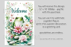 Frog Garden Flag, Sublimation Frog Garden Flag Design 3 Product Image 2