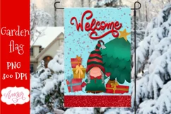 Christmas welcome garden flag sublimation PNG | Cute gnome Product Image 1