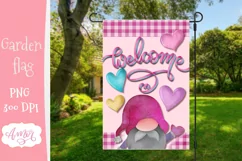 Welcome garden flag sublimation PNG for Valentine's day Product Image 1
