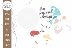 Welcome Gnome SVG | Garden Gnome and Mushrooms Door Hanger Product Image 3