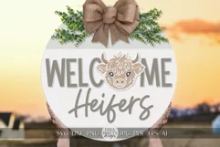 Welcome Heifers SVG Highland Cow svg Cow door hanger svg Product Image 1