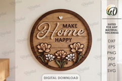 3D Home Sign Laser Cut. Round Sign. Wall Decor SVG Product Image 1