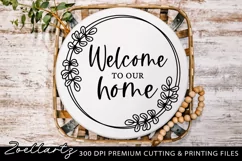 Welcome To Our Home SVG PNG EPS DXF Round Farmhouse Sign SVG Product Image 1