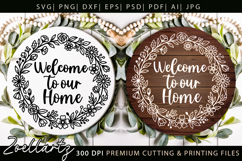 Farmhouse Round Sign SVG Leaves Branches Home Sign SVG PNG Product Image 2