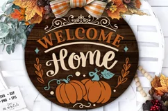 Welcome home door hanger svg, Fall Door Hanger svg, pumpkin Product Image 1