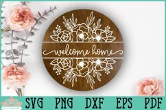 Welcome Home Sign Farmhouse Round Door Hanger SVG