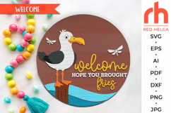 welcome hope you brought fries, vacation door sign svg, seagull silhouette, nautical sign svg, summer hanger svg, laser cut file, layered sign svg, lake house sign, welcome sea sign, beach sign svg, cabin sign svg, cottage sign svg, backyard sign svg