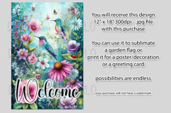 Hummingbird Garden Flag, Sublimation Garden Flag Design f22 Product Image 2
