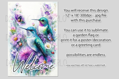 Hummingbird Garden Flag, Sublimation Garden Flag Design f30 Product Image 2