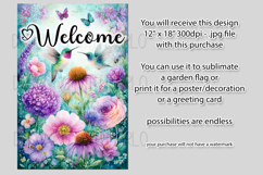 Hummingbird Garden Flag, Sublimation Garden Flag Design f38 Product Image 2