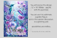 Hummingbird Garden Flag, Sublimation Garden Flag Design f6 Product Image 2