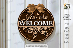 3D Welcome Decor Laser Cut. Round Sign. Wall Decor SVG Product Image 1