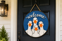 Welcome Goose Family SVG | Geese Door Sign Laser Cut File Product Image 3