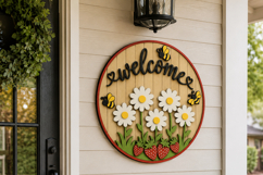 Summer Door Hanger SVG | Laser Cut Round Porch Sign Bundle Product Image 6