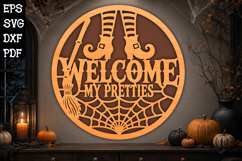 Welcome My Pretties Halloween Witch Legs Laser Cut SVG Product Image 1