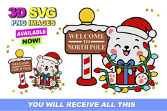 Polar Bear Christmas Topper 3D SVG Product Image 1