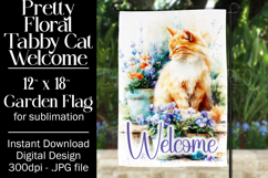 Tabby Cat Garden Flag, Floral Welcome Garden Flag Design 1 Product Image 1
