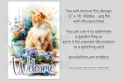 Tabby Cat Garden Flag, Floral Welcome Garden Flag Design 1 Product Image 2