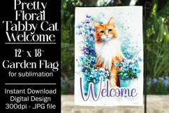 Tabby Cat Garden Flag, Floral Welcome Garden Flag Design 2 Product Image 1