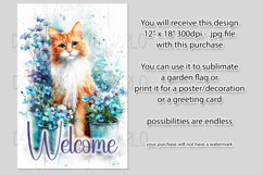 Tabby Cat Garden Flag, Floral Welcome Garden Flag Design 2 Product Image 2