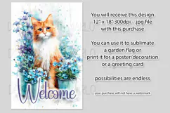 Tabby Cat Garden Flag, Floral Welcome Garden Flag Design 2 Product Image 2